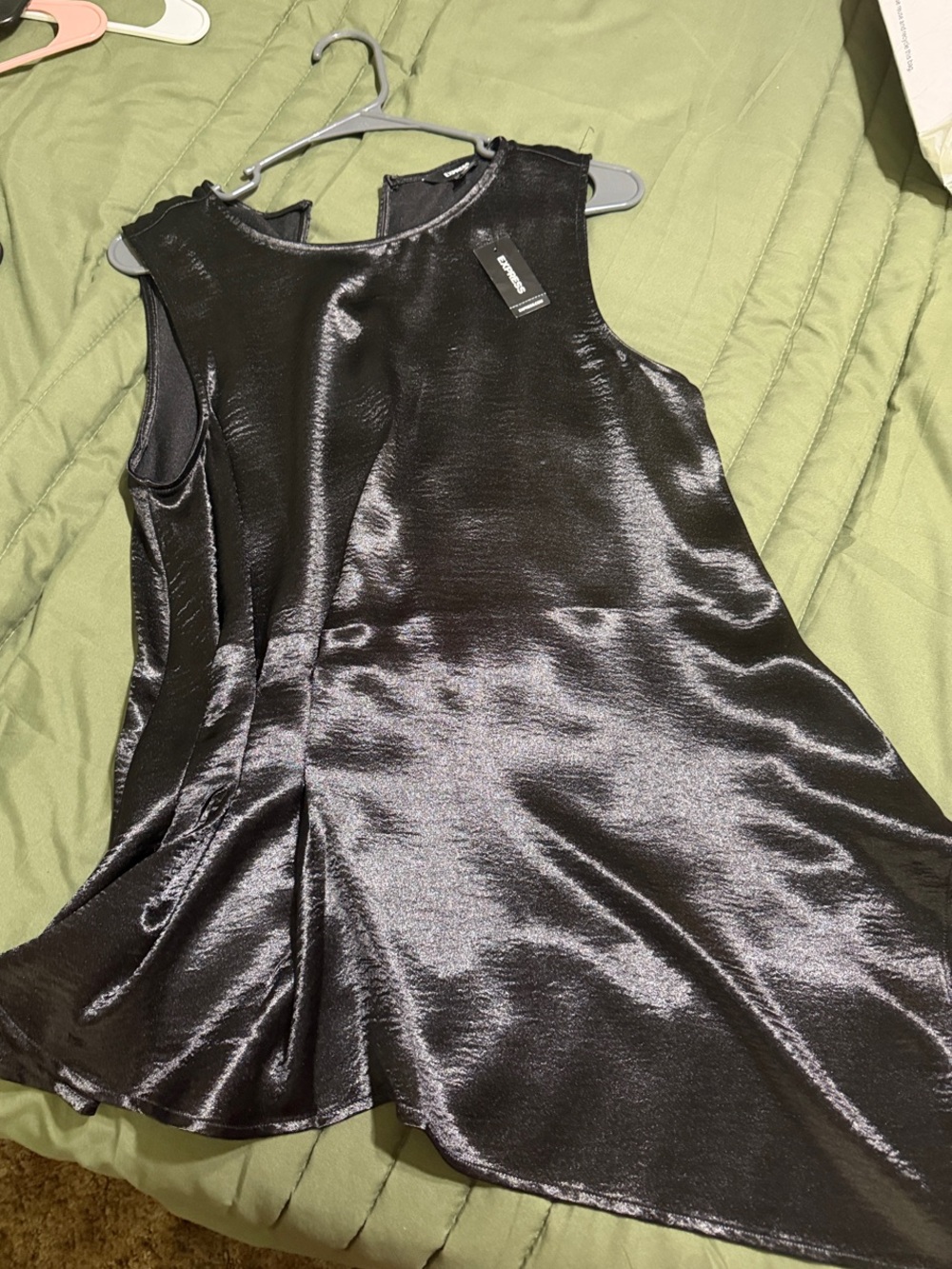 Express Black Satin Sleeveless Blouse